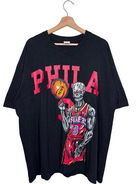 Warren Lotas Philadelphia 76ers Allen Iverson "Spinner" Crew Tee Black men's XL
